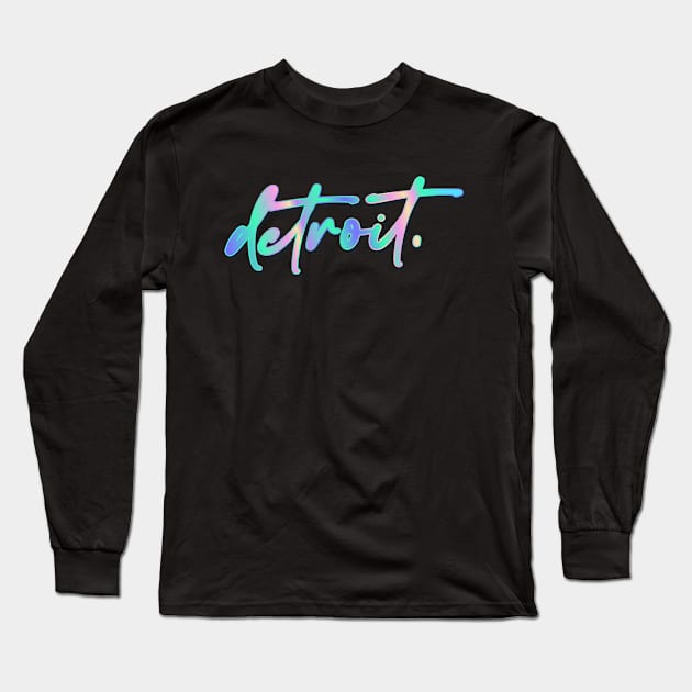 Detroit, Michigan \/ Retro Typography Design Long Sleeve T-Shirt by DankFutura